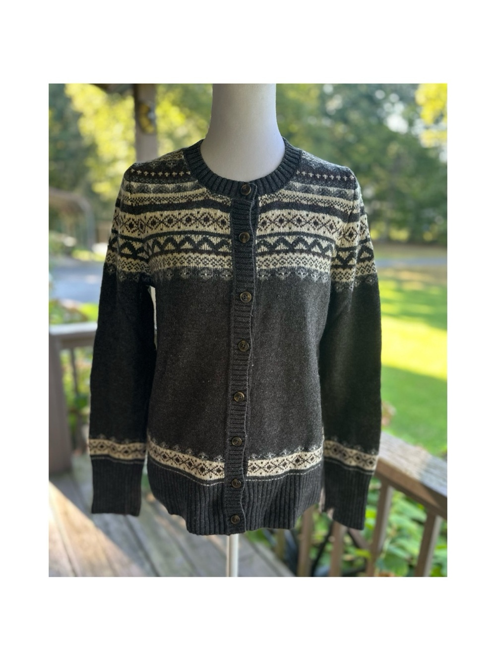 Eddie Bauer Women’s Vintage Fair Isle Cotton/Nylon/Wool Blend Cardigan